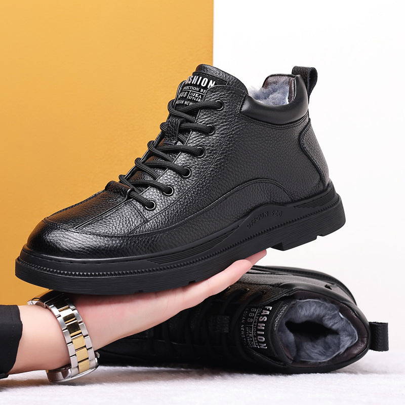 Men's First Layer Cowhide Cotton Genuine Wool Men's Shoes