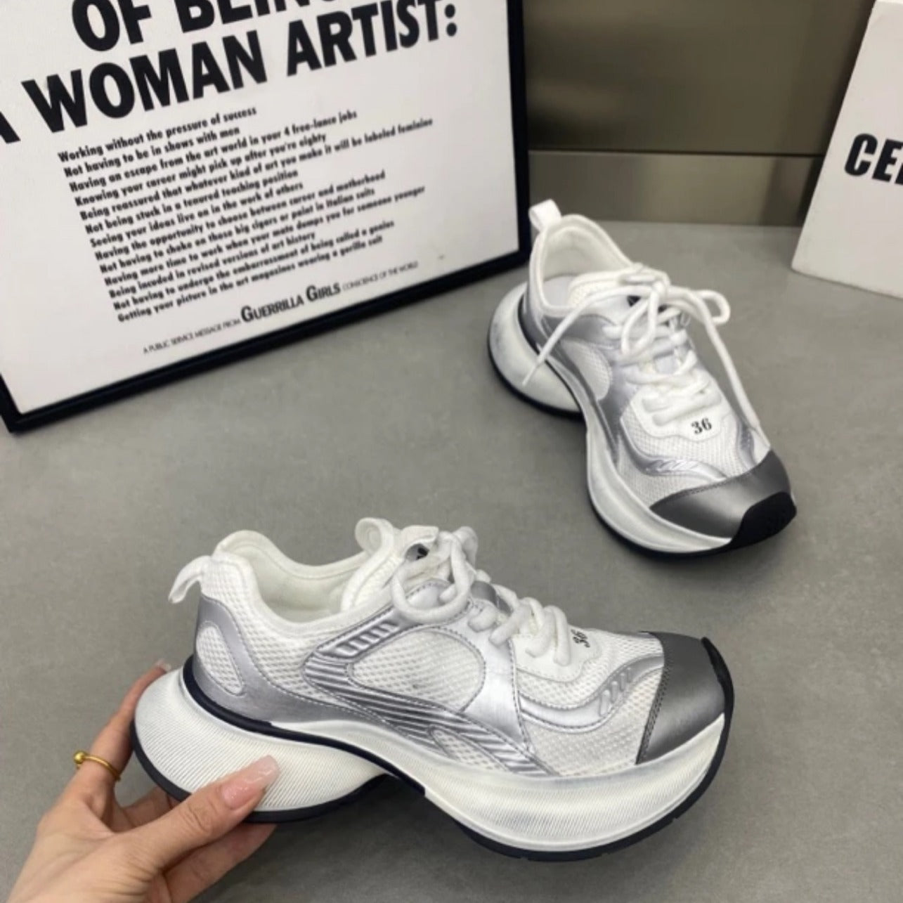 Women's Authentic Clunky Mesh Breathable Platform Running Sneakers