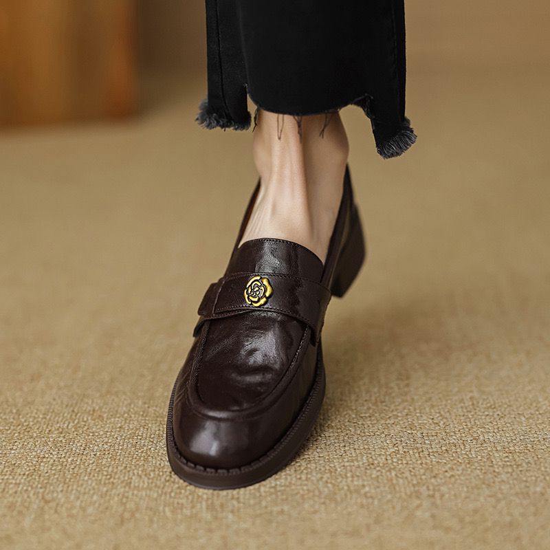 British One Pedal Metal Buckle Platform Loafers