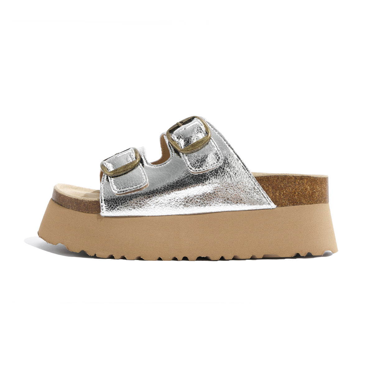 Women's High-rise Beach Retro Double Buckle Short Slippers