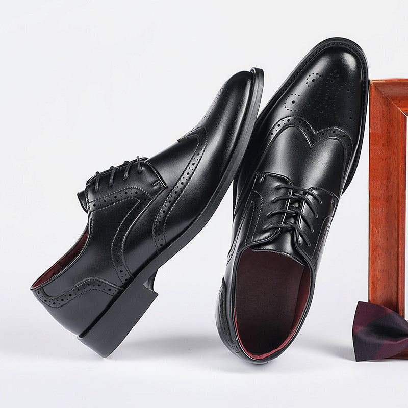 Men's Increasing Insole British Style Brogue Business Leather Shoes