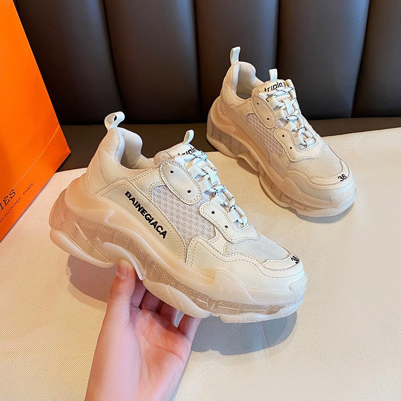 Women's & Men's Crystal Transparent Jelly Bottom Muffin Raise Casual Shoes