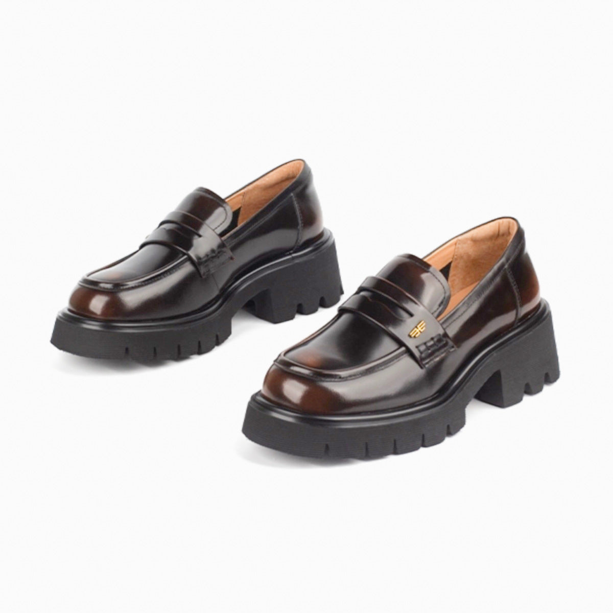 Women's Source British Style Uniform Height Increasing Loafers