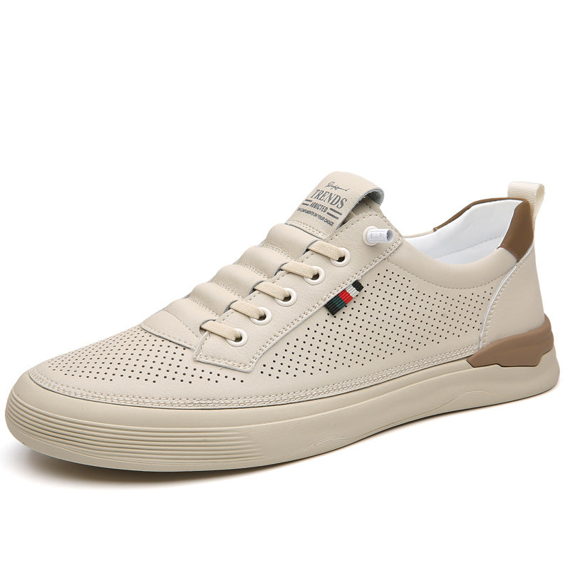 Men's Autumn Breathable Genuine Soft Bottom Cutout Leather Shoes