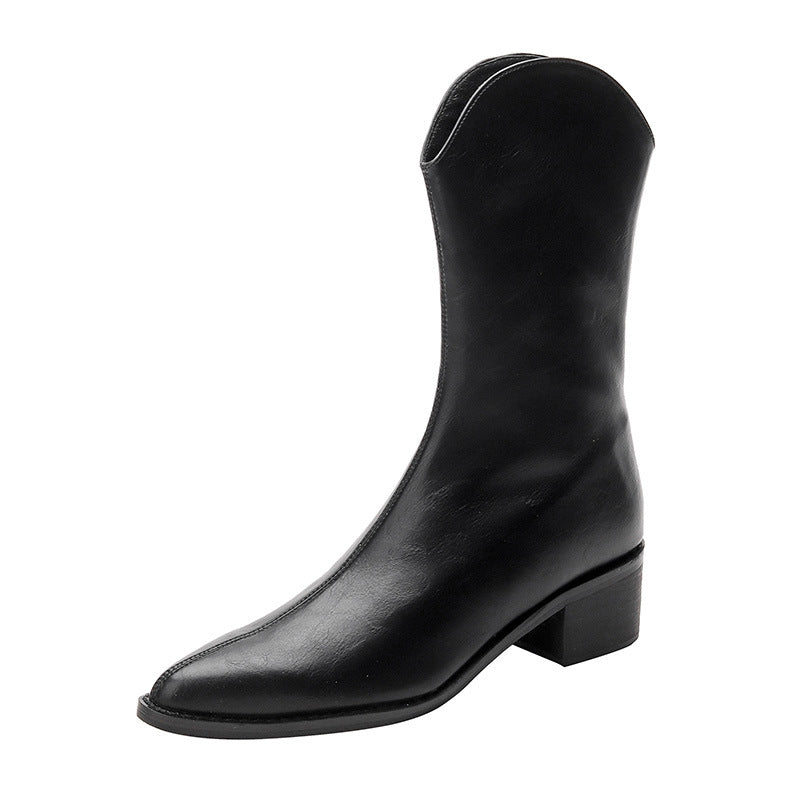 Women's Denim Knight Middle Chunky Fashion Slim Boots