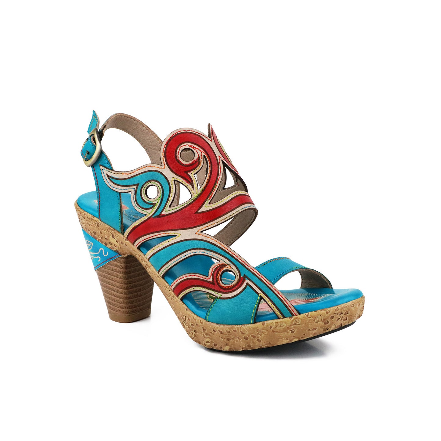 Blue Meng Die Vintage Ethnic Style First Heels