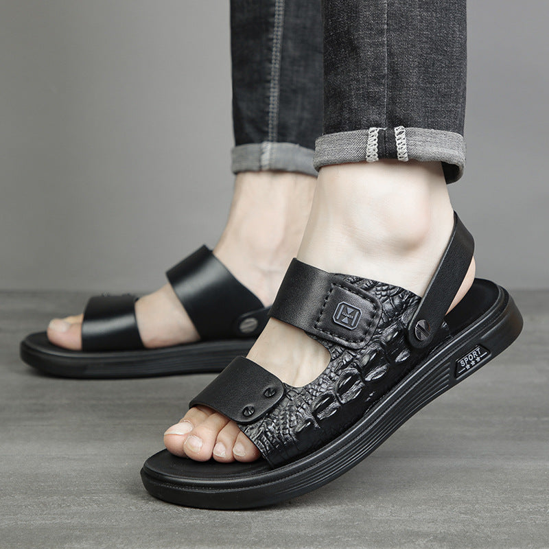 Men's Sheepskin Beach Outdoor Fashion Genuine Open Men's Shoes