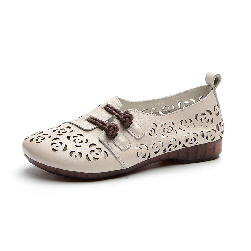 Women's Bottom Top Layer Cowhide Punching Hollow Women's Shoes