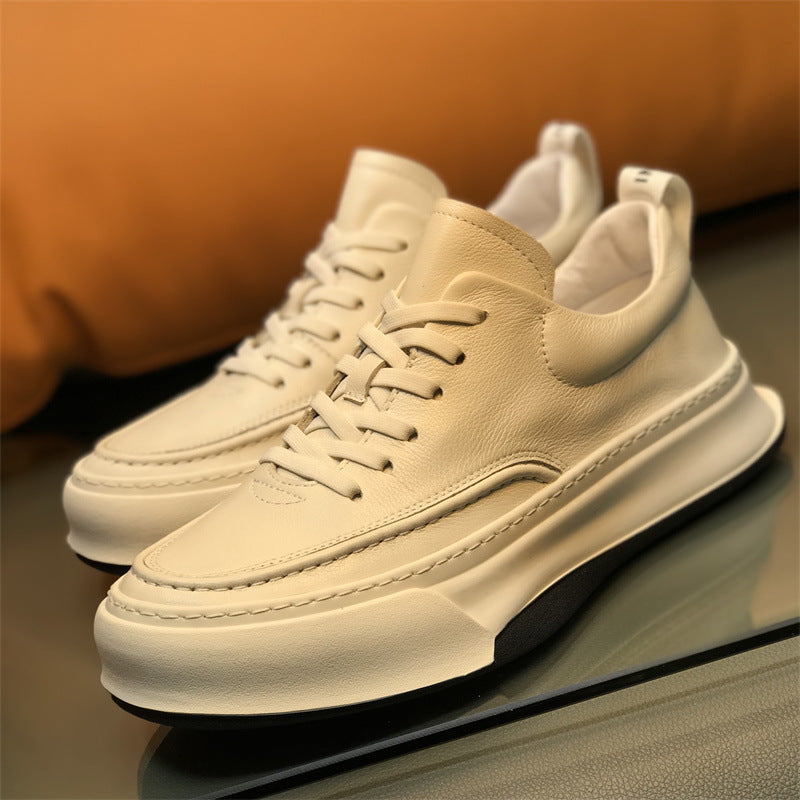 Men's White British Style Thick-soled Trendy Sports Sneakers