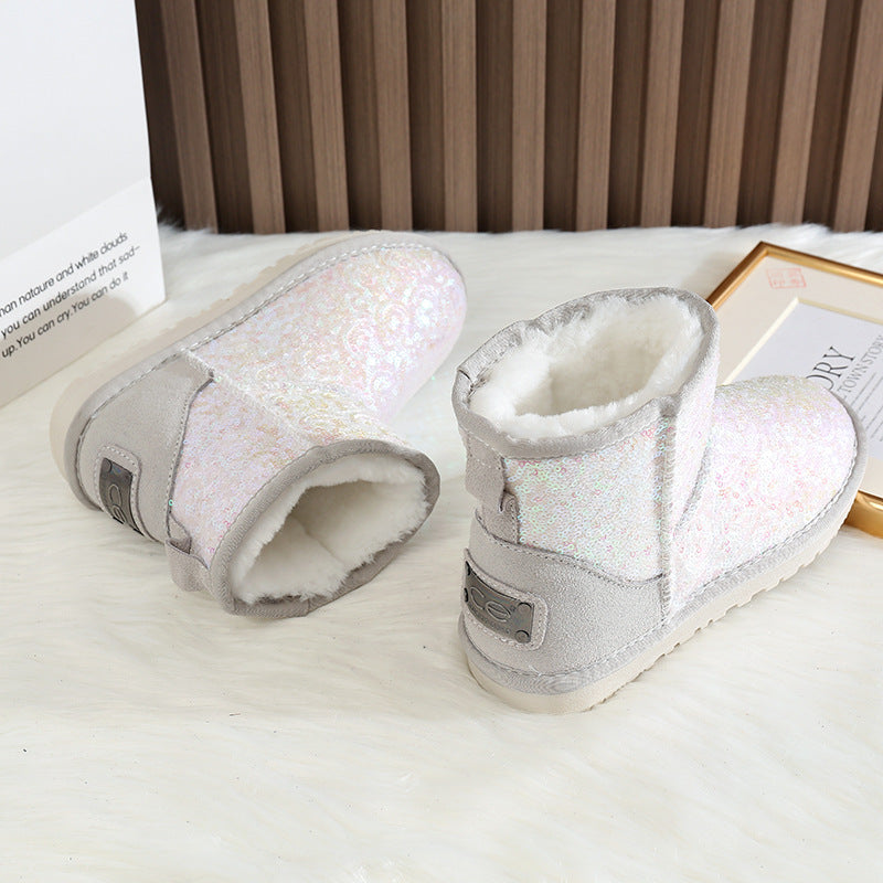 Women's Round Head Plus Veet Warm Short Fashionable Snow Boots