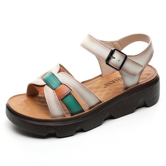Women's Wedge Flat Summer Mid Platform Leap Sandals