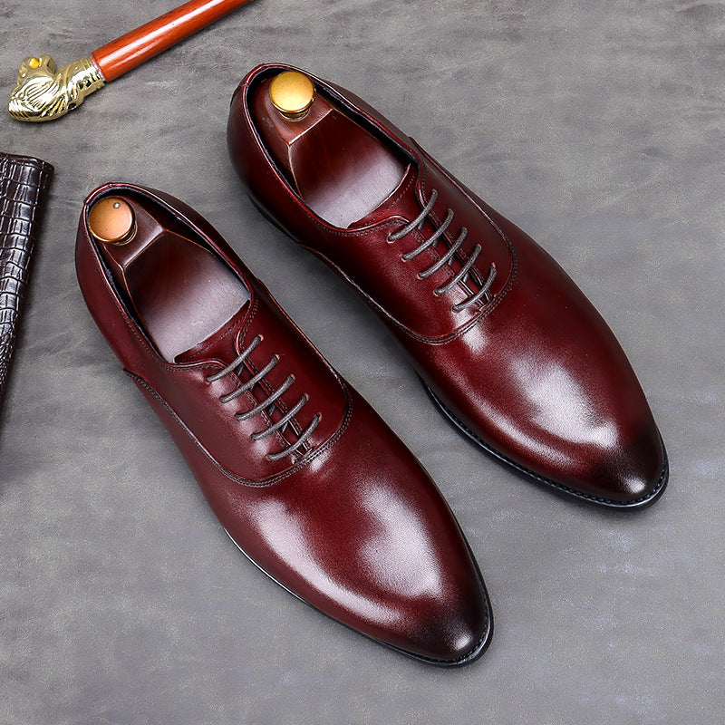 Men's Genuine Cattlehide Surface Low Cut Cowhide Handmade Formal Wear Leather Shoes