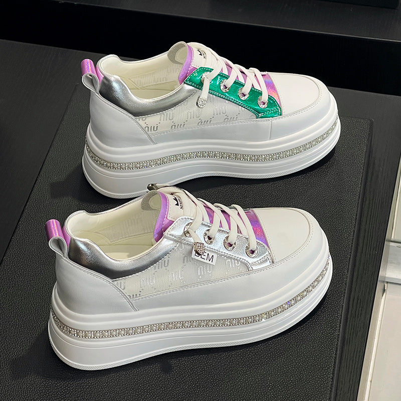 Women's Fairy Diamond Color Matching Thick Bottom Heightened Casual Shoes