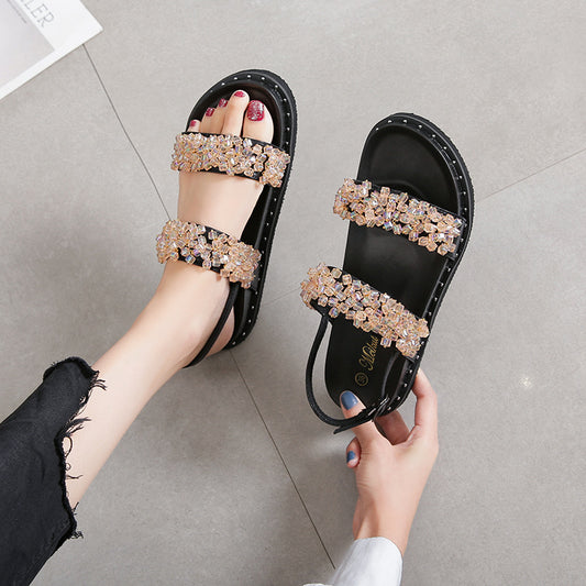 Women's Beaded Summer Fashionable Platform Flat Beach Sandals