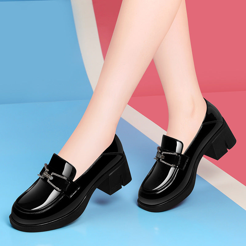 Women's Soft Patent Spring British Style Slip-on Loafers