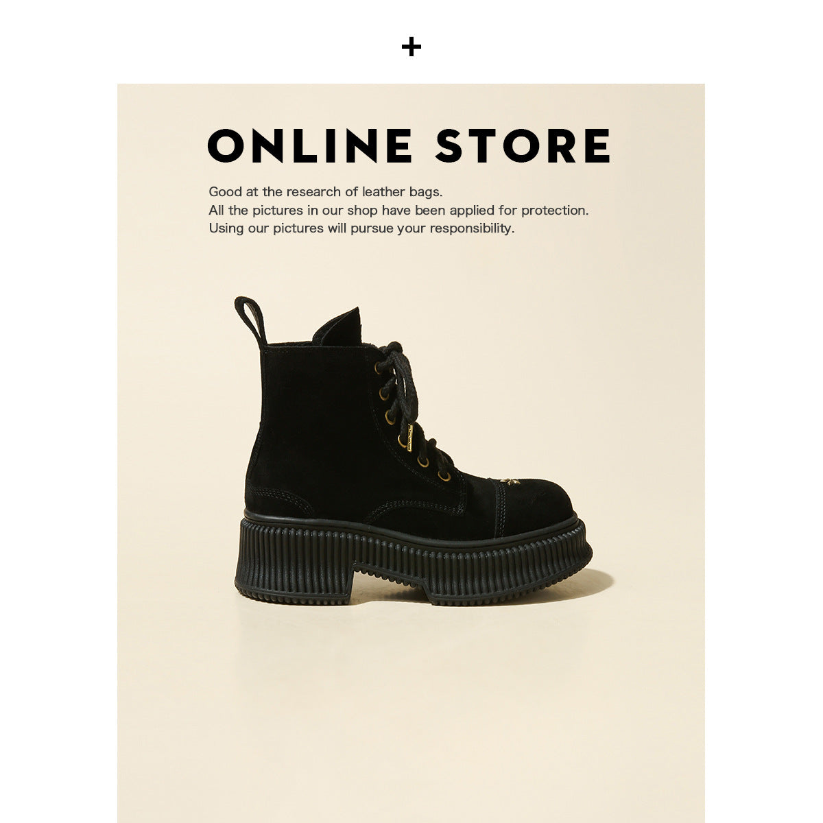 Wu Suede Cowhide Martin Platform Ankle Ginger Boots