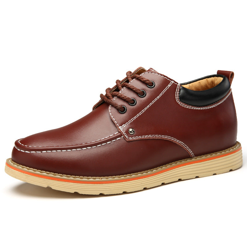 Men's Spring Height Increasing Insole Retro Style Leather Shoes