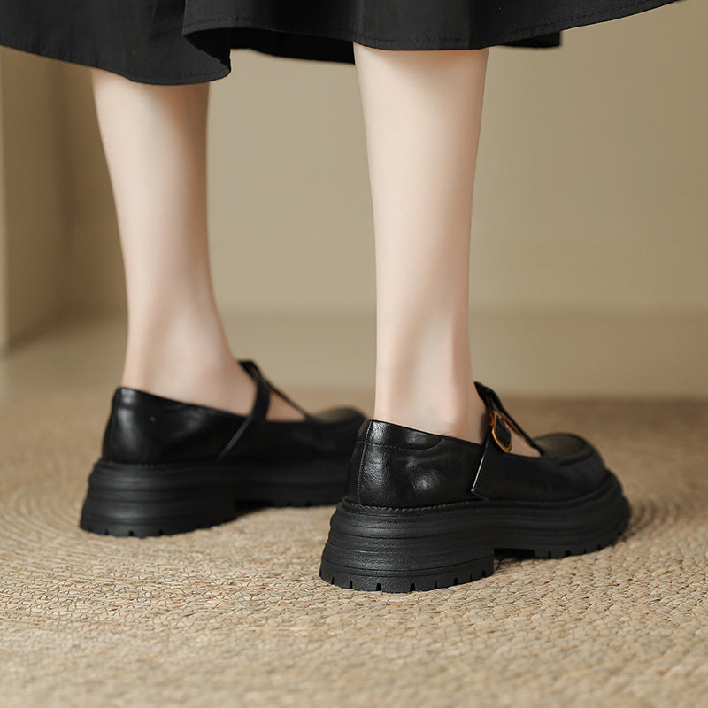 Women's British Retro One-word With Chunky Round Loafers