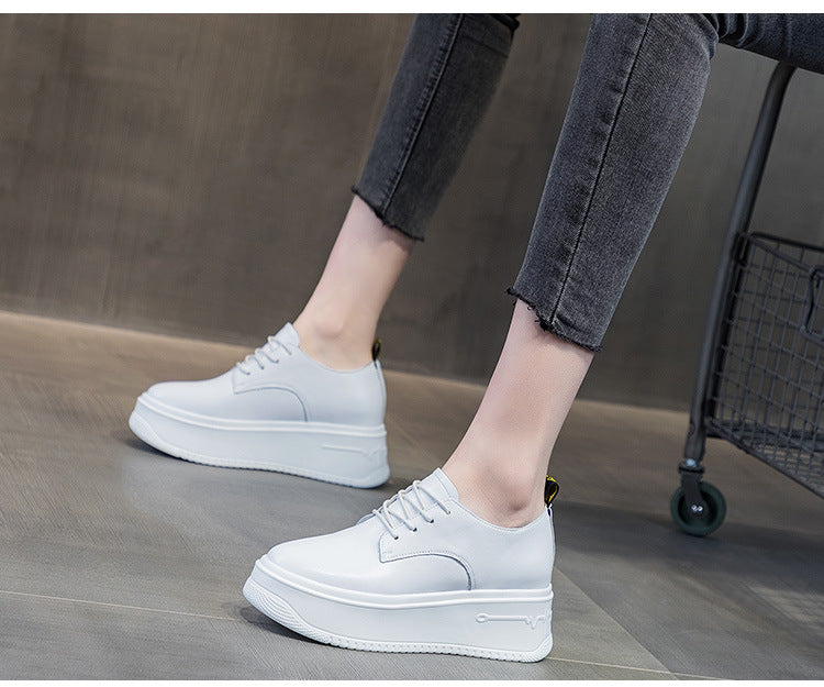 Women's Platform Muffin Height Increasing Insole Solid Color Red Single Tide Women's Casual Shoes