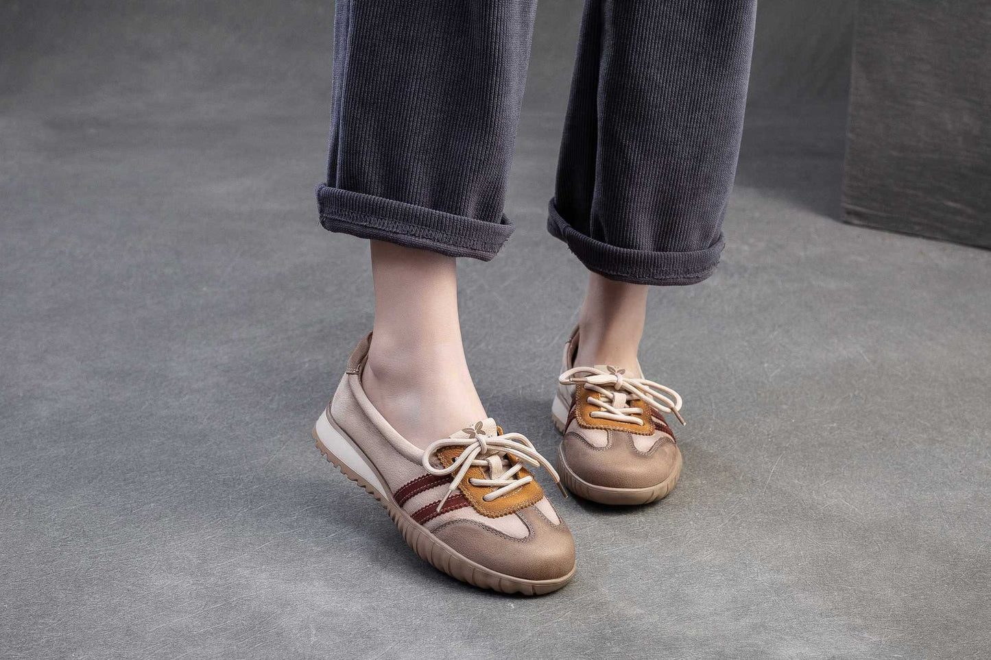 Women's First Layer Cowhide Spring Breathable Slimming Casual Shoes