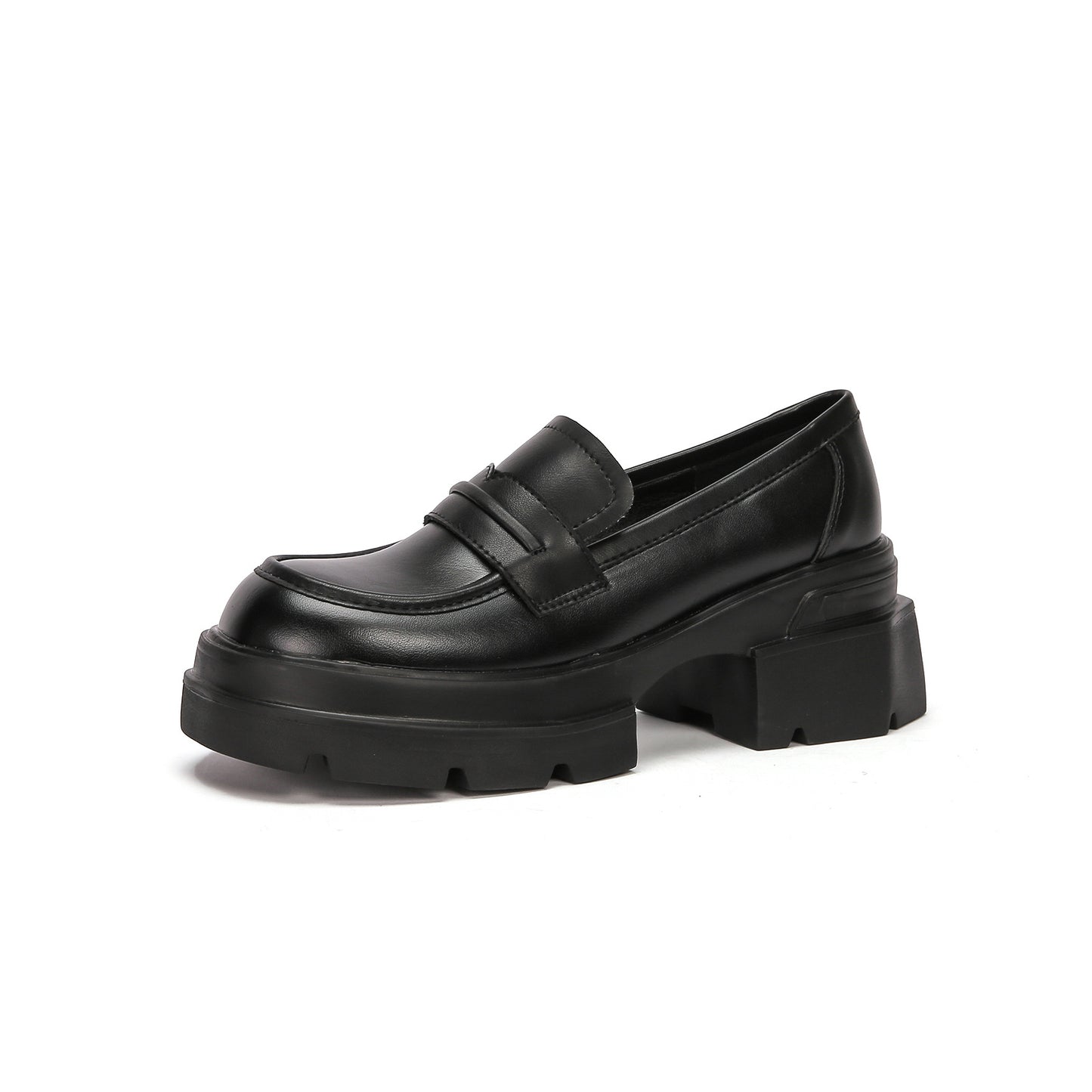 Women's British Style Black Muffin Platform Korean Loafers