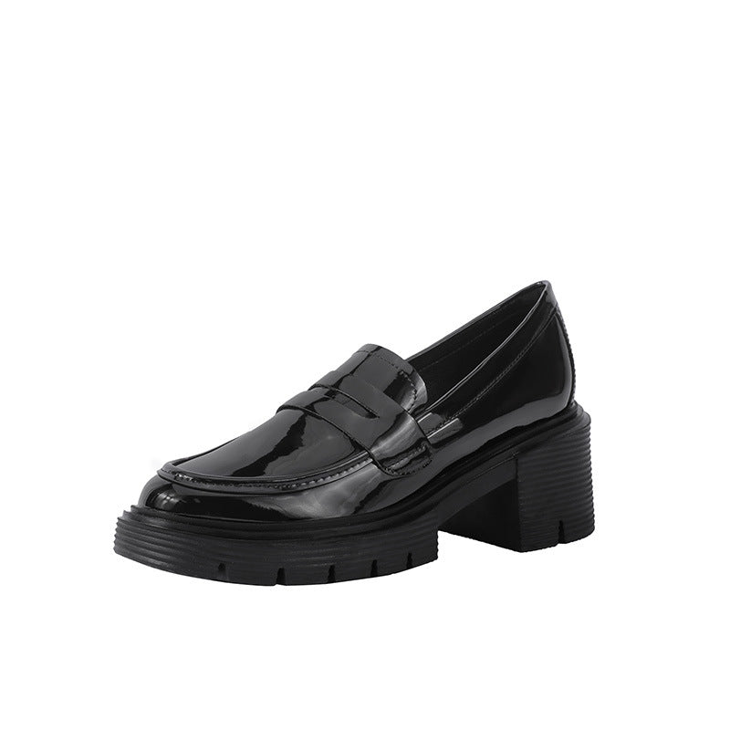 Women's British Style Chunky Platform Slip-on Authentic Loafers