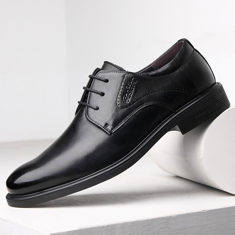 Men's Layer Cowhide Business Formal Wear Fashion Lace Leather Shoes