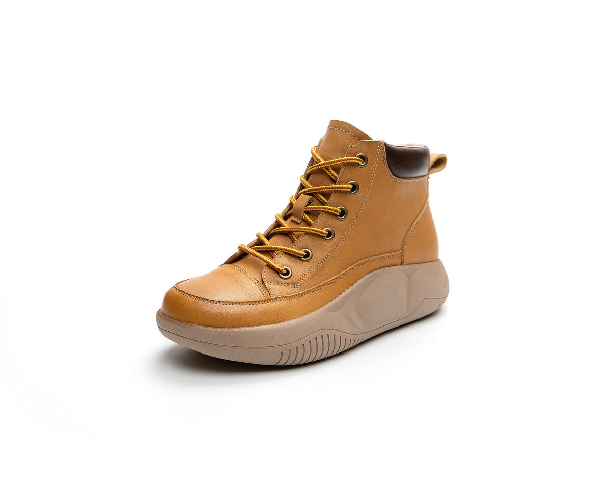 Women's Layer Cowhide Thick Bottom Heightened Single Men's Shoes