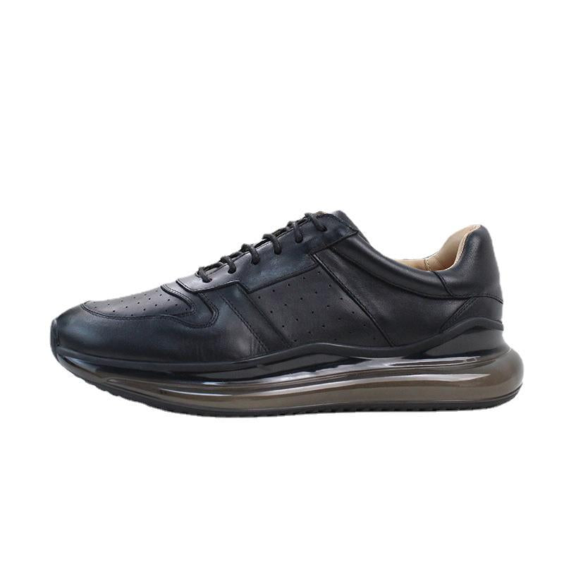 Men's First Layer Cowhide Running Thick Bottom Sneakers