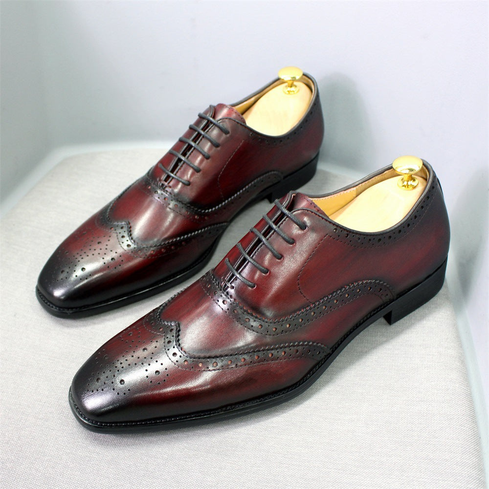 Men's British Style Brogue Oxford Business Breathable Leather Shoes