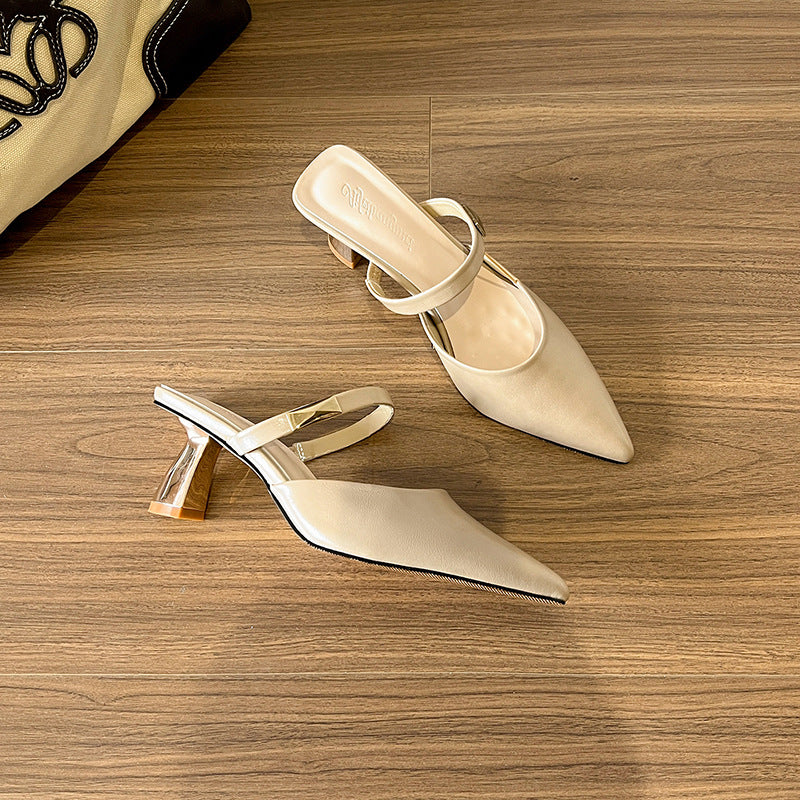 Cap Semi Slip-on Summer French Style Temperament Heels