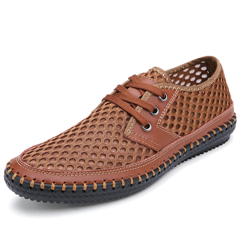 Men's Mesh Lightweight Slip-on Large Sports Soft Leather Shoes