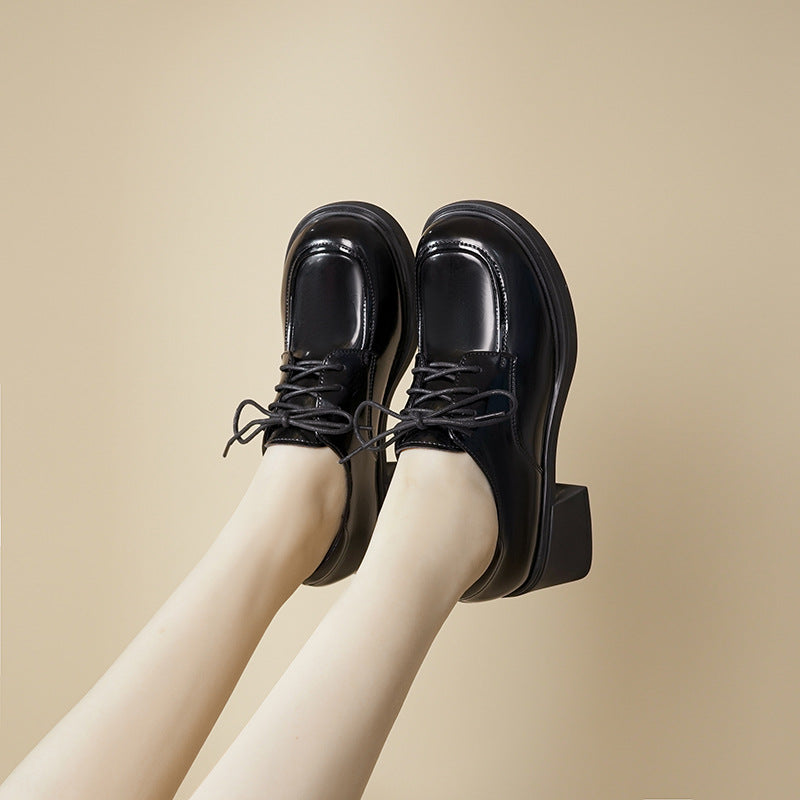 Women's Comfortable Soft British Chunky Lace Up Loafers