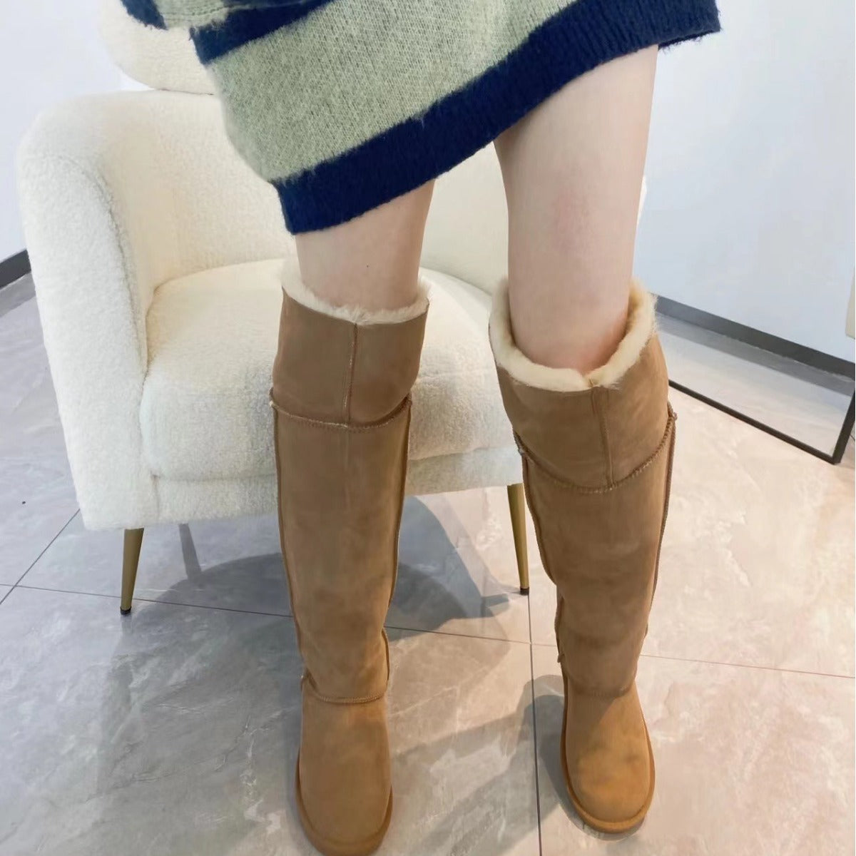 Women's Sheepskin Fur For Winter Warm High Snow Boots