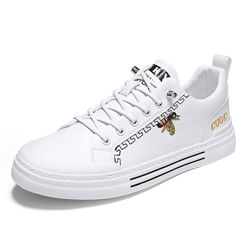 Men's White Slip-on Genuine Soft Bottom British Casual Shoes