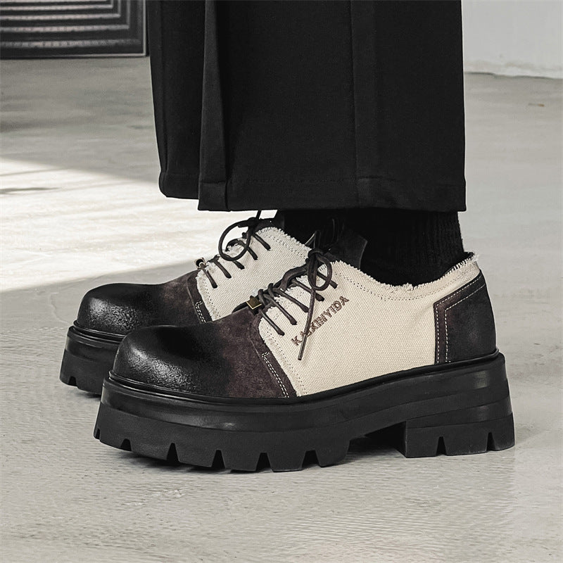 Men's Increasing Patent British Style Black White Leather Shoes