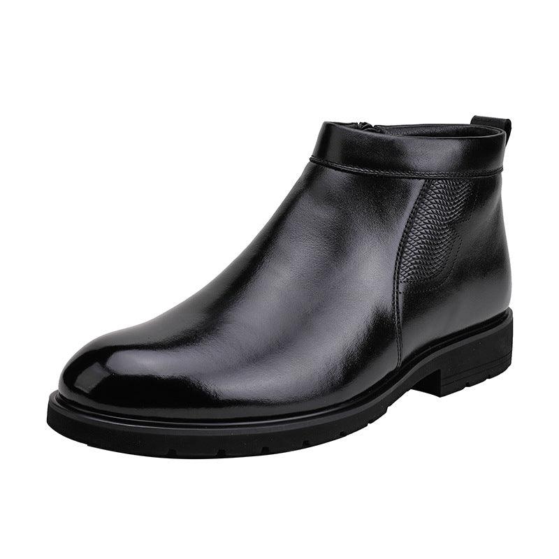 Men's Genuine Wool Fleece-lined Thickened Zipper Plus Snow Boots