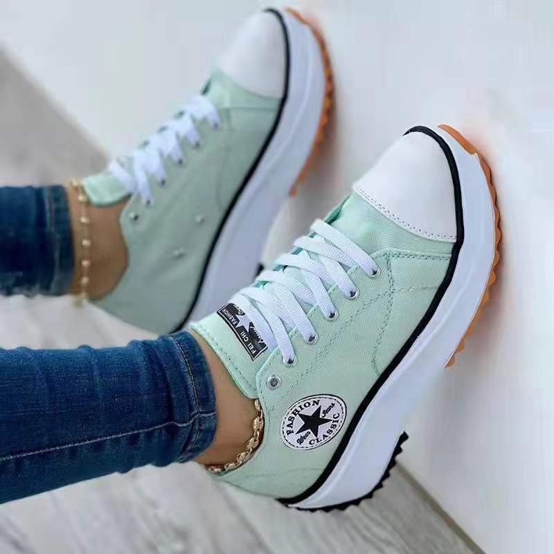 Women's Beautiful Breathable Thick Bottom Elevator Canvas Shoes