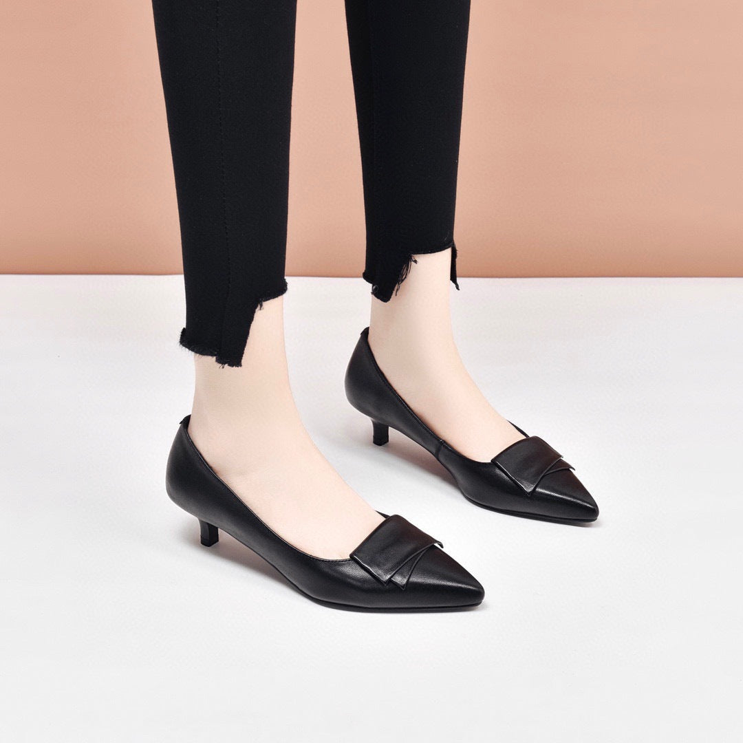 Women's Genuine Pumps Pointed Toe Cowhide Stiletto Women's Fashion Shoes