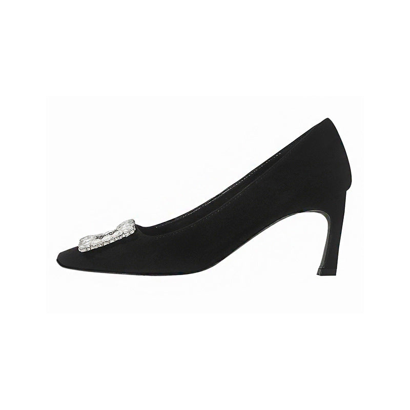 Women's Buckle Toe High Stiletto Spring Suede Casual Shoes