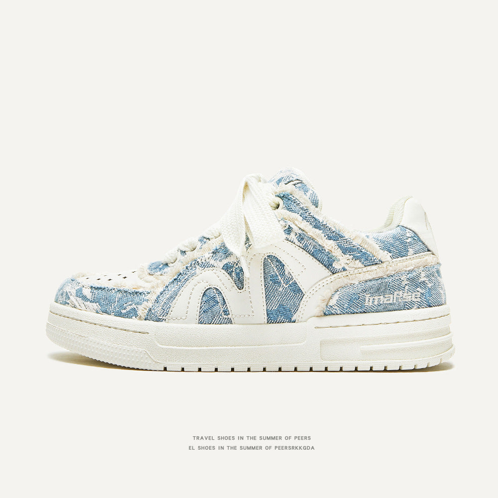 Women's & Men's Destruction Series Comfortable Denim Thick Bottom Sneakers