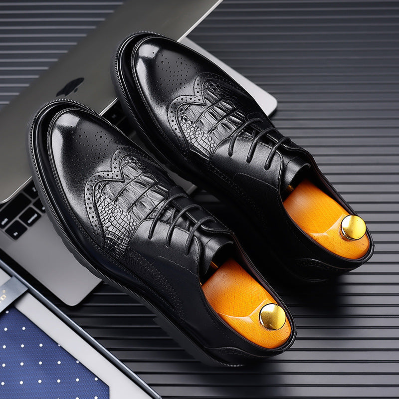 Men's Formal Wear Brogue Wedding Versatile Breathable Extra Leather Shoes