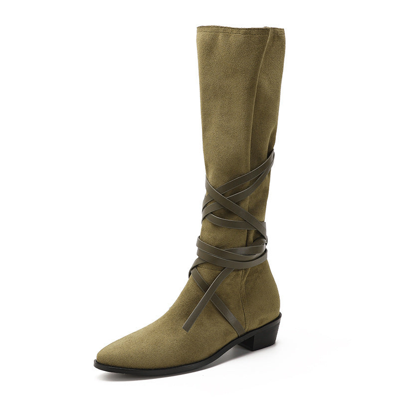 Master Autumn Pile Style Flat Pointed Boots