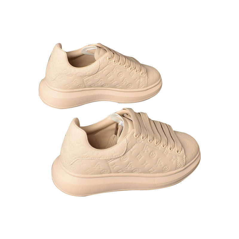 Women's & Men's White Korean Fashionable Platform Heighten Soft Casual Shoes