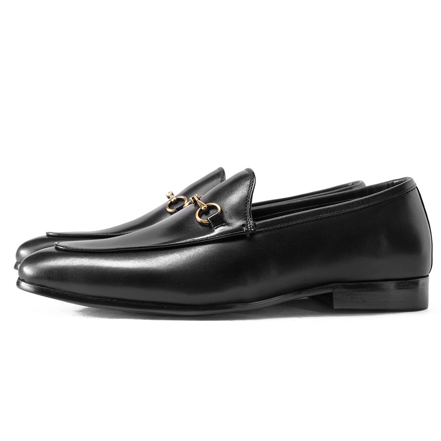 Men's Version Korean Style Penny Business Round Leather Shoes
