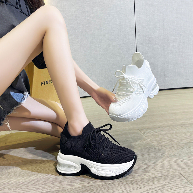 Women's Height Increasing Insole Mesh Breathable Hollowed Leisure Casual Shoes