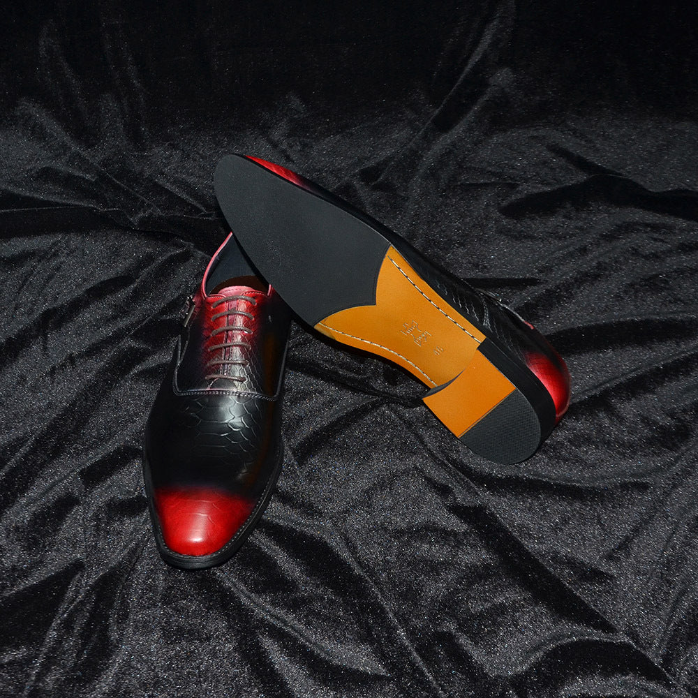 Men's Cowhide Snake Pattern Plus Size Summer Versatile Leather Shoes