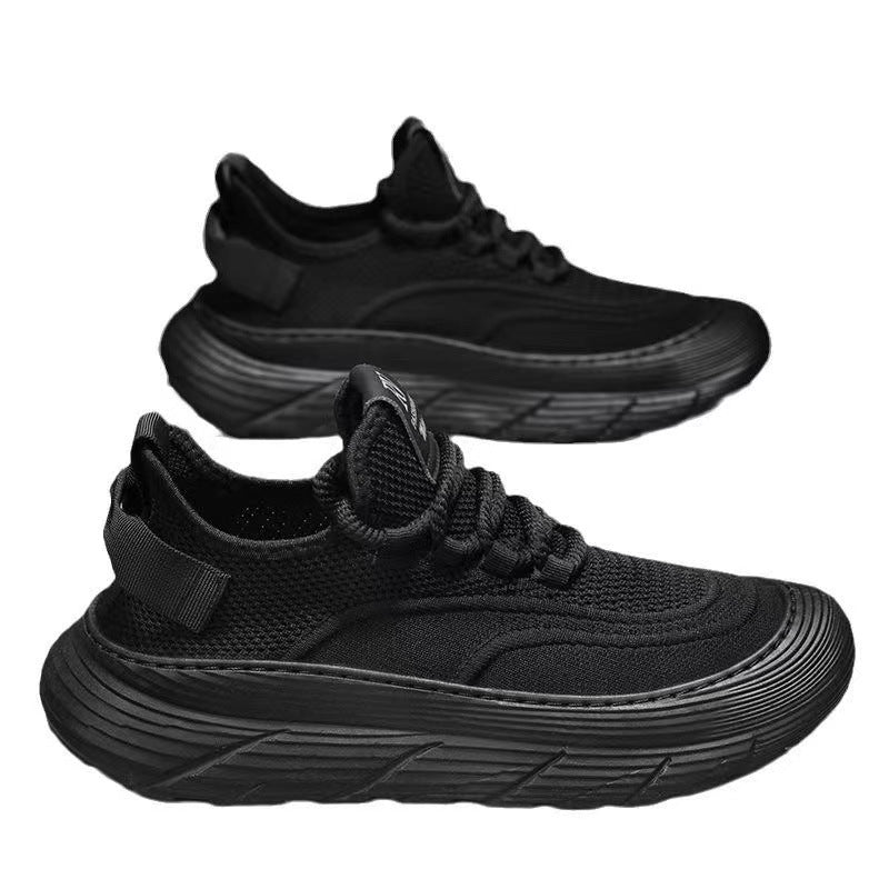 Men's Summer Thick-soled Flying Woven Breathable Mesh Casual Shoes