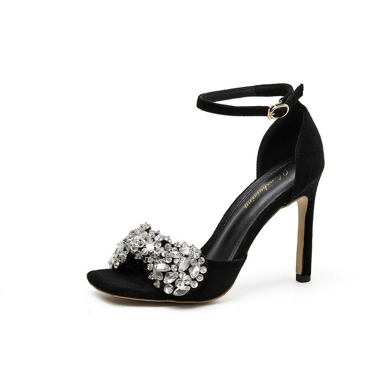 Women's Summer Stiletto Square Toe Open Strap Korean Style Fashion Heels