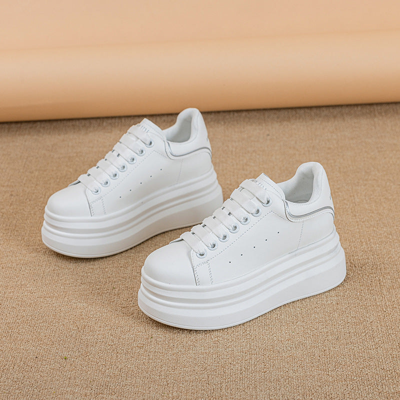 Women's & Men's Hidden White Small Platform Thick-soled Slim Casual Shoes